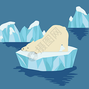 热势难挡北极熊睡在冰面上设计图片