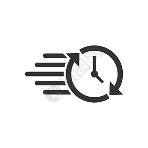 图解设计素材平面样式的时钟倒计时图标 白色孤立背景上的时间计时器矢量图解 时钟经营理念商业黑色圆形间隔按钮绘画圆圈顺时针滴答运动设计图片