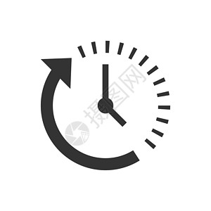 平面样式的时钟倒计时图标 白色孤立背景上的时间计时器矢量图解 时钟经营理念速度顺时针滴答圆形商业圆圈绘画黑色间隔手表背景图片