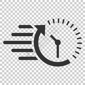 平面样式的时钟倒计时图标 孤立背景上的时间计时器矢量图解 时钟经营理念速度手表倒数拨号圆圈运动黑色间隔数字顺时针背景图片