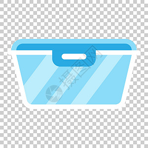 平面样式的食品容器图标 孤立背景下的厨房碗矢量图解 塑料容器盒经营理念产品盒子制品午餐圆形包装正方形绘画贮存集装箱设计图片