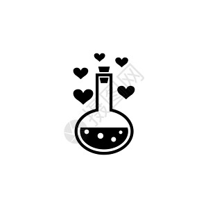 烤心管爱情药水管与心气泡平面矢量 Ico设计图片