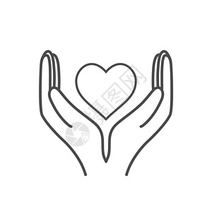 心在手 慈善图标 矢量插图 平板设计友谊商业标识怜悯药品家庭情感团结手指帮助设计图片