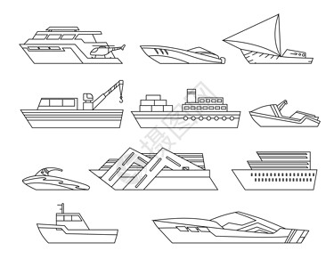 海运图标船舶在海运船海洋运输 vecto设计图片