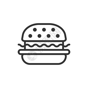 边吃边玩平面样式的汉堡标志图标 孤立在白色背景上的汉堡包矢量图 芝士汉堡经营理念营养食物沙拉包子牛肉种子早餐插图小吃中风设计图片