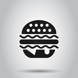 切奶酪平面样式的汉堡标志图标 孤立背景下的汉堡包矢量图解 芝士汉堡经营理念牛肉营养早餐白色食物油炸插图洋葱包子小吃设计图片
