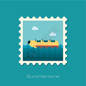 邮政邮票黄香蕉船 骑章 夏天 度假娱乐闲暇海洋插图邮政邮戳海滩假期邮票乐趣设计图片