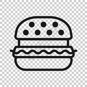 汉堡包早餐透明风格的汉堡标志图标 孤立背景下的汉堡包矢量图解 芝士汉堡经营理念牛肉洋葱插图午餐营养中风蔬菜面包油炸种子设计图片