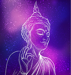 手与莲花素材夜空的佛像插图 基切风格 手画 古典绘画 印度人 佛教 圣灵设计图片