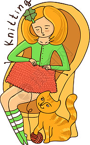 躺着乘凉的女孩插图女孩编织设计图片