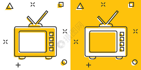 电视文字电子的黄色的高清图片