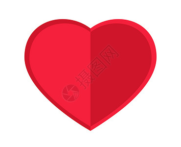 天兰葵红色的心颜色矢量图 红色半阴影心形 带有用于网络 移动应用程序 ui 设计 打印的复制空间矢量插图 情人节图标 爱和关系概念设计图片