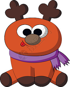 温暖迎元宵围巾中可爱的卡通漫画驯鹿 用颜色绘制插图设计图片