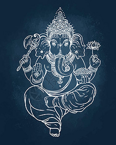 象神印度教加内沙勋爵 矢量说明夹子绘画幸福旅行精神上帝插图装饰品偶像神话设计图片
