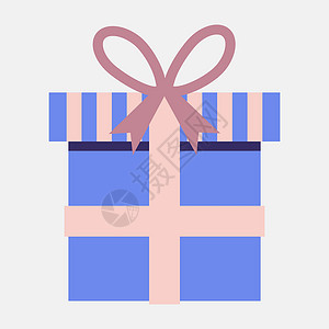 蓝色设计师礼品包装盒 带粉色丝带背景图片