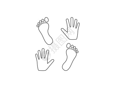 手足皲裂人类手足图标 印刷品 矢量图解叶子药品身体手印插图艺术绘画痕迹脚印手指设计图片