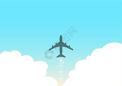 车辆机翼飞机发射快速直达天空的插图 飞行高在天空的飞机图画 喷气机设计漂浮在空中与云彩方式陆地蓝色机翼绘画冒险速度旅行运输计算机设计图片