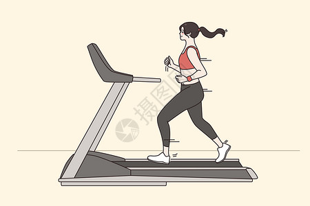 健身房跑步机积极运动的生活方式和慢跑概念设计图片