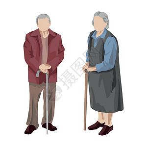 爸爸回来了白种老人祖父和祖母     矢量丈夫长老成人男生退休乐趣母亲孙子男性幸福设计图片