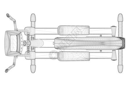 从顶部查看由白色背景上隔离的黑色线条制成的慢跑机铁丝框 从上面查看 3D 矢量插图设计图片