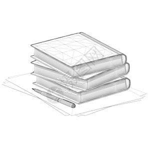 白色尖桩篱栅在白色背景上隔绝的黑线用纸和笔从白色背景上的 3D 矢量插图学习百科知识字典教育草图文学图书馆艺术日记设计图片