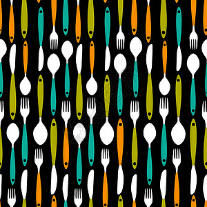 勺子元素无缝模式与福克斯 勺子结束刀片 矢量 I 说明食物印刷艺术假期小册子用餐烹饪菜肴餐厅身份设计图片