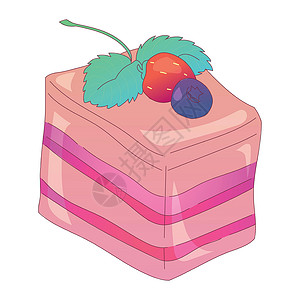 奶油水果蛋糕白色背景上现实的蛋糕糕饼 - 矢量设计图片