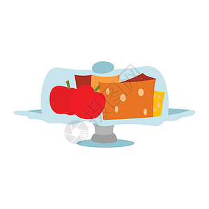 灰包蛋配有矢量插图的用餐盘上奶酪和苹果设计图片