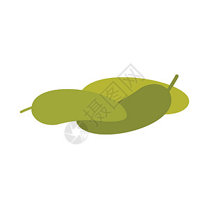 豌豆卡通在矢量图像中以白色背景隔离的三座绿色茄子设计图片