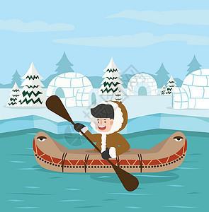 因特拉肯湖冬季北北极 乘爱斯基摩船设计图片