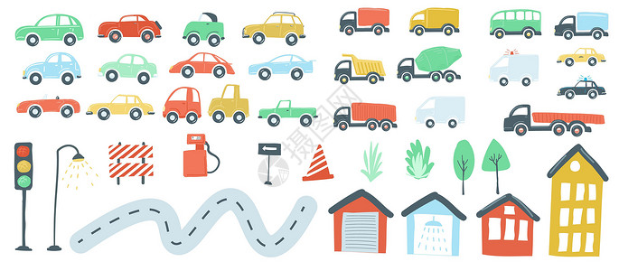 游戏中的房子汽车 道路 交通灯 矢量插图 图示 在城市中 有100万人口(6 000人)设计图片