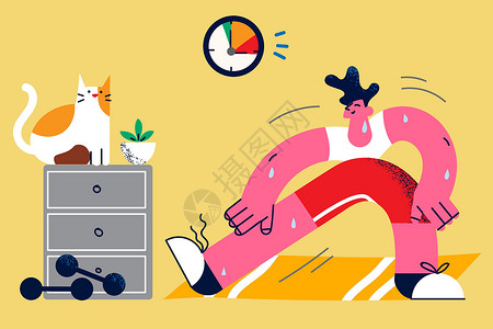 男人与猫活跃男子在禁闭时做体育列车设计图片
