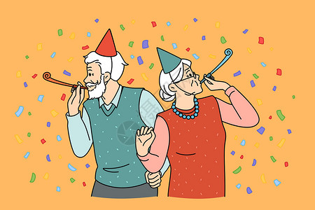 男人女人庆祝庆祝节假日的老年夫妇概念设计图片