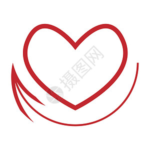 图标动画红大纲 以象征性心脏形状和大箭形设计图片