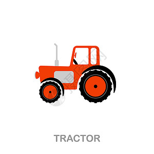 鸡标志拖拉机平面图标 运输收藏中的彩色元素符号 用于网页设计 信息图表等的平面拖拉机图标标志设计图片