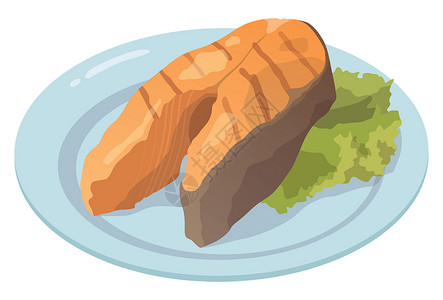 日本三文鱼白色背景上带鱼子酱的现实时盘  矢量鱼片食品营养海鲜牛扒油炸食物寿司鳟鱼美食设计图片