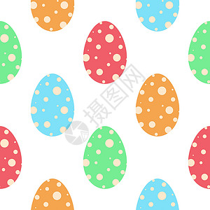 蛋包装复活节无缝模式 配有彩色鸡蛋设计图片