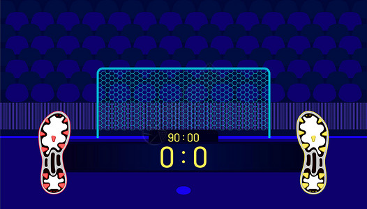 埃尔法足球靴不同队的匹配显示名称栏时间和中点得分 在风扇俱乐部座椅前的一个目标 美丽的彩色背景 矢量插图 Eps10犯规抗衡团队联盟世设计图片