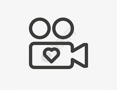 爱视频素材带有心脏线图标的视频相机设计图片