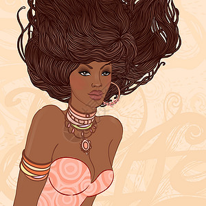 美国店铺美丽的非洲女人的肖像头发女孩卷曲沙龙女士肤色女性温泉成人理发设计图片