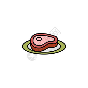 生牛肉片牛肉 肉类 牛排 食品线彩色图标 标志和符号可用于网络 标志 移动应用程序 UI UX设计图片
