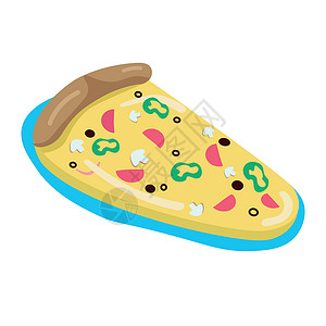 打包披萨图标披萨形气垫半平板彩色矢量物体设计图片