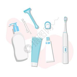 洗化用品隔离的一套个人卫生用品治疗化妆品感染身体细菌肥皂奶油预防温泉产品设计图片