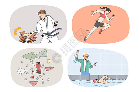 河里游泳的人体育比赛运动员训练集设计图片