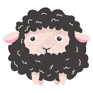 水墨生肖之羊有趣的黑羊卡通矢量设计图片