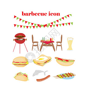 可爱饮料图标烧烤派对 - 一套图标设计图片