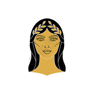 希腊神殿希腊女神德米特头发绘画黑色女士标识女性艺术宗教雕像神话设计图片