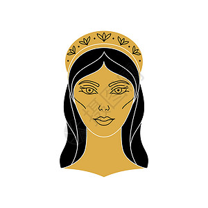 射击肖像希腊女神赫拉上帝插图艺术宗教头发装饰神话风格黑色标识设计图片