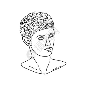 米斯蒂希腊神赫米斯雕塑风格草图黑色插图历史上帝艺术标识绘画设计图片
