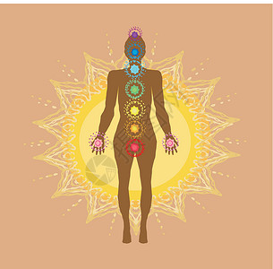 少人重疾险身体 Chakras  愈合能量 抽象插图信仰艺术家蓝色创造力脉轮光环艺术媒体活力康复设计图片